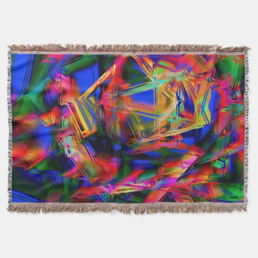 Veel scheve vierkanten met kleurrijke 'penseelstre deken (Voorkant)