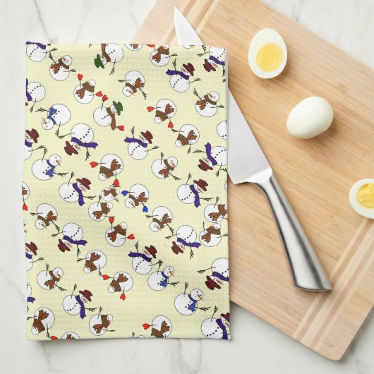 Veel Snowmen kerst met Cute Snowmen Theedoek (Quarter Fold)