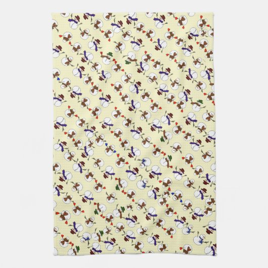 Veel Snowmen kerst met Cute Snowmen Theedoek (Verticaal)