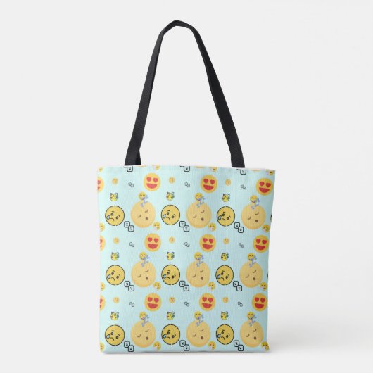 "Veel soorten grappige emoji op Lightsky achtergro Tote Bag (Achterkant)