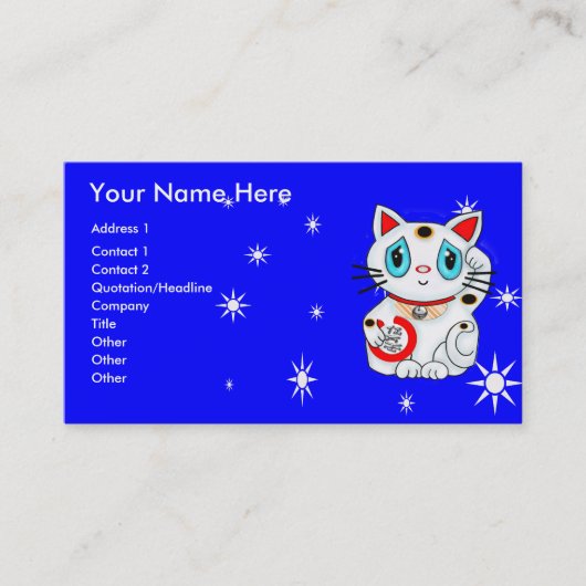 Veel succes Beckoning Cat Maneki Neko Visitekaartje (Voorkant)