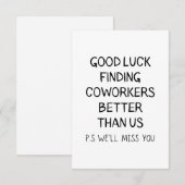 Veel succes bij het vinden van collega's beter dan bedankkaart (Voorkant / Achterkant)