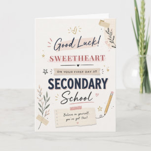 Veel Succes Eerste Dag Middelbare School Kaart