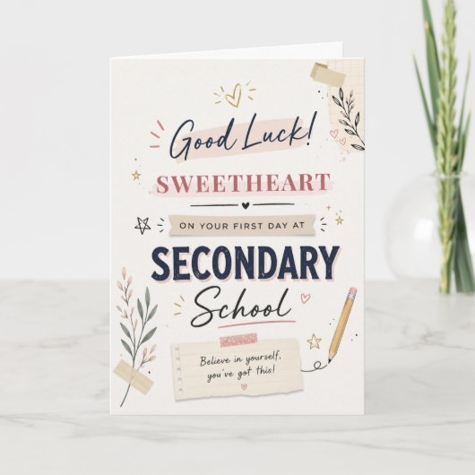 Veel Succes Eerste Dag Middelbare School Kaart (Voorkant)