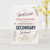 Veel Succes Eerste Dag Middelbare School Kaart (Gele Bloem)