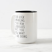 Veel succes grappig verlaten collega en werk besti tweekleurige koffiemok (Voorkant links)