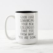 Veel succes grappig verlaten collega en werk besti tweekleurige koffiemok (Links)