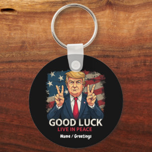 Veel succes, leef in vrede, leuk patriottisch cita sleutelhanger