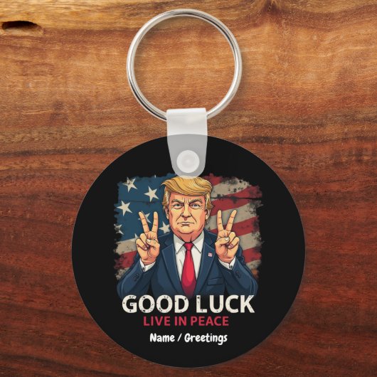 Veel succes, leef in vrede, leuk patriottisch cita sleutelhanger (Voorkant)