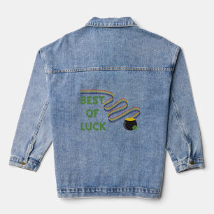 Veel succes met klaver en regenboog denim jacket