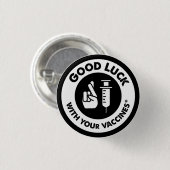 Veel succes met uw vaccins ronde button 3,2 cm (Voorkant /achterkant)