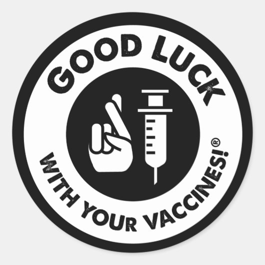 Veel succes met uw vaccins! ronde sticker (Voorkant)