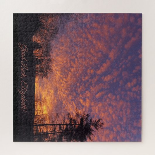 Veel succes naam mooie zonsopgang wolken legpuzzel (Horizontaal)