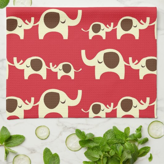 Veel succes: olifanten koesteren rode knap natuur  theedoek (Gevouwen)
