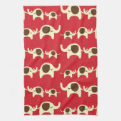 Veel succes: olifanten koesteren rode knap natuur  theedoek (Verticaal)