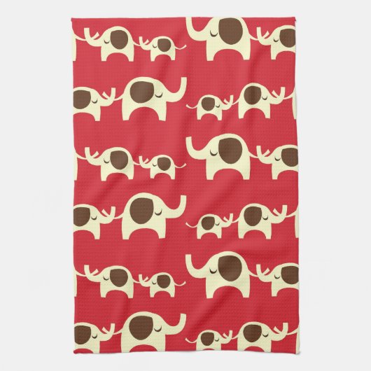 Veel succes: olifanten koesteren rode knap natuur  theedoek (Verticaal)