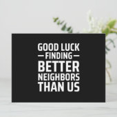 veel succes om betere buren dan wij te vinden aankondiging (Staand voorkant)