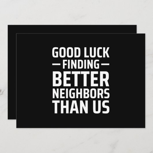 veel succes om betere buren te vinden dan ons aankondiging (Voorkant / Achterkant)