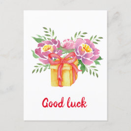 Veel succes Waterverf pioenrozen Schattig   Briefkaart