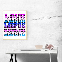 Veel talen liefdes harten Roze Paars Blauw Zwart