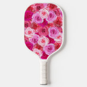 Veel tinten van roze bloemencollage bloemen pickleball paddle (Voorkant)