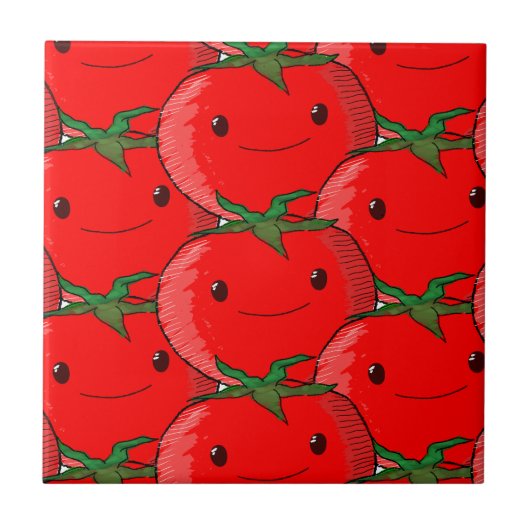 Veel Tomaat Schattige Patroon Tekening Tegeltje (Voorkant)