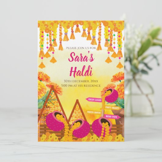 Veel uitnodigingen & Digital Haldi uitnodigingen (Staand voorkant)