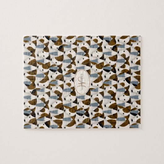 Veel van het leuke hondpatroon van Jack Russell Te Legpuzzel (Horizontaal)