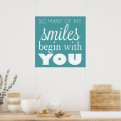 Veel van mijn glimlach begint met jou - Wall Art Poster (Keuken)
