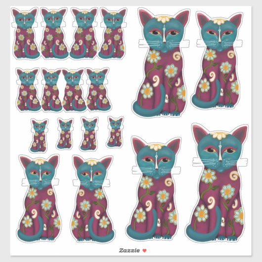 Veel, veel Daisy katten Sticker (Vel)