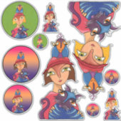 Veel, veel vogels, kattendames sticker (Voorkant)