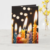 Veel verjaardagskaarsen op een taart kaart (Gele Bloem)