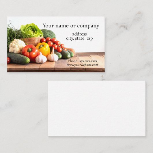 Veel verse groenten visitekaartje (Voorkant / Achterkant)