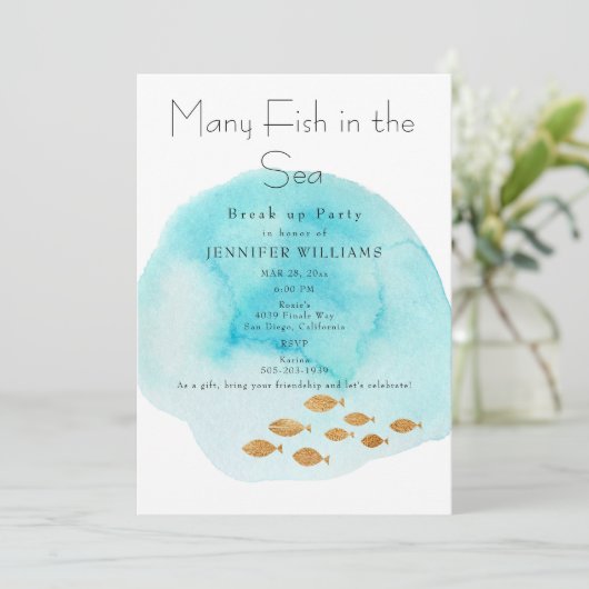 Veel vissen in het Zee breken feestuitnodiging Kaart (Staand voorkant)