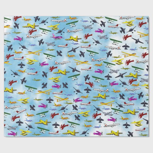 Veel vliegtuigen jets Vighter Planes Fun Kinder Bo Cadeaupapier (Vlak)