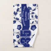 Veel voetballen aangepaste teamnaam blauw handdoek (Handdoek)