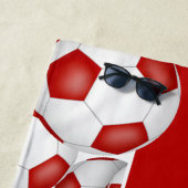 Veel voetballen aangepaste teamnaam rood wit strandlaken (In situ)
