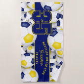 Veel voetballen blauw goud einde seizoen cadeaus strandlaken (Voorkant)