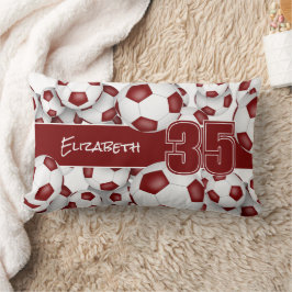 Veel voetballen kastanjebruin team kleuren decor kussen