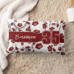 Veel voetballen kastanjebruin team kleuren decor kussen