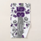 Veel voetballen paarse grijze team atleet naam handdoek (Handdoek)