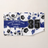 Veel voetballen zwart blauw team kleuren cadeaus handdoek (Handdoek)