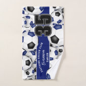 Veel voetballen zwart blauw team kleuren cadeaus handdoek (Handdoek)