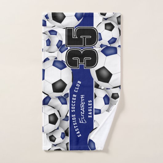 Veel voetballen zwart blauw team kleuren cadeaus handdoek (Handdoek)