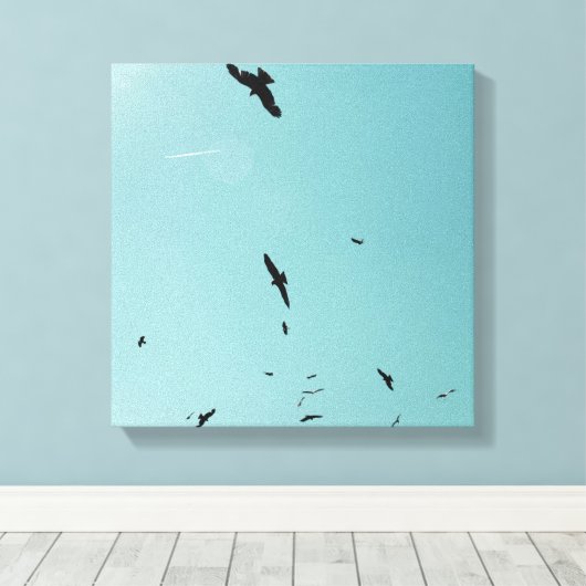 Veel vogels en een contra-indicatie canvas afdruk (Insitu (Houten vloer))