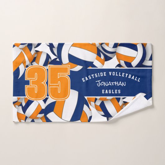 Veel volleyballen aangepaste teamnaam blauw sinaas handdoek (Handdoek)