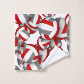 Veel volleyballen aangepaste teamnaam rood grijs bad handdoek (Wasdoekje)