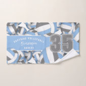Veel volleyballen atleet naam lichtblauw grijs handdoek (Handdoek)