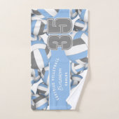 Veel volleyballen atleet naam lichtblauw grijs handdoek (Handdoek)