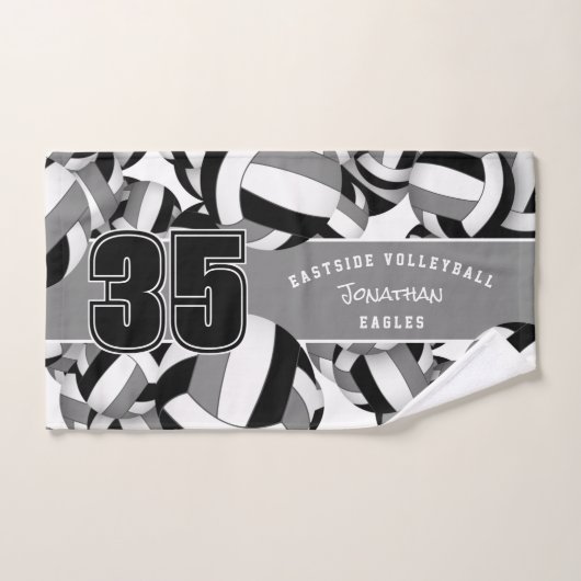 Veel volleyballen atletische team geschenken zwart handdoek (Handdoek)